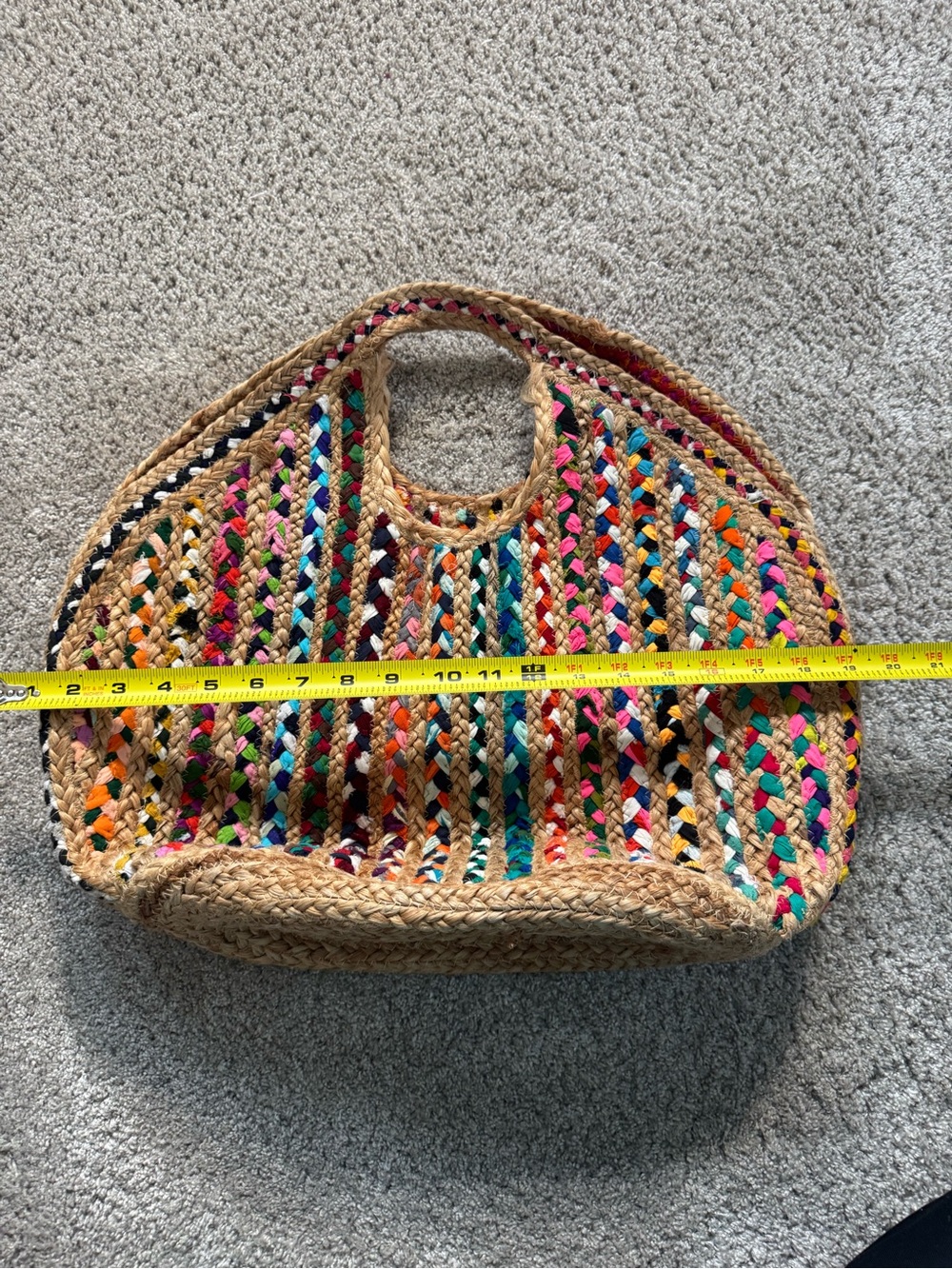 Handwoven Multicolor Straw Shoulder Bag with Braided Accents